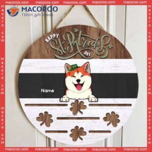 St. Patrick’s Day Personalized Wood Sign, Gifts For Pet Lovers, Happy Holiday Front Door Decor