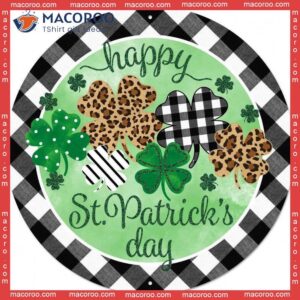 St Patrick’s Day Round Wooden Sign, Clovers, Hello Lucky, Lucky Gift For Patrick Day, Happy Wall Art Decor, Leopard Skin