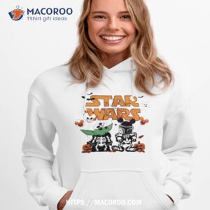 star wars yoda and boba fett skeleton halloween shirt hoodie 1