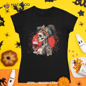 staying alive skeleton drinking wine lover halloween shirt skeleton masks tshirt 1