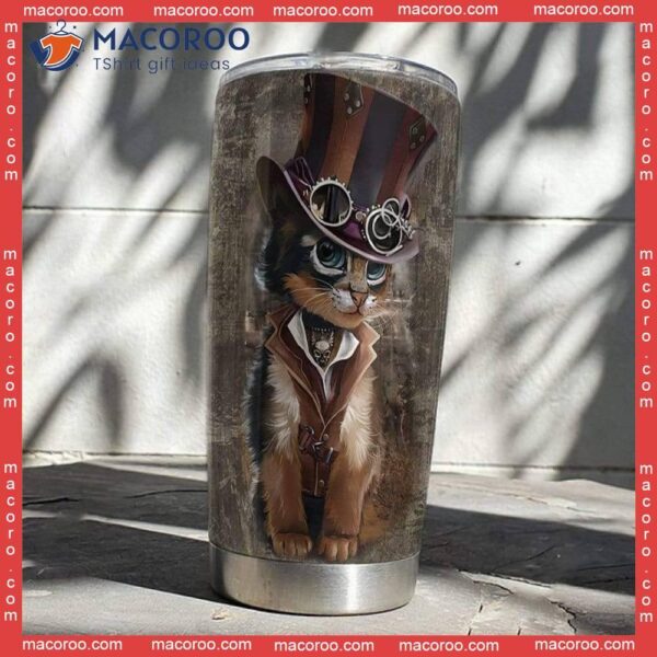 Steampunk Cat Stainless Steel Tumbler