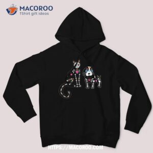 sugar skull cat and dog funny halloween shirt skeleton head hoodie