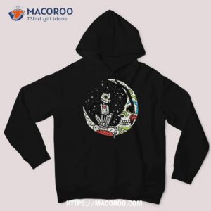 sugar skull cat moon dia de los muertos halloween costume shirt spooky scary skeletons hoodie