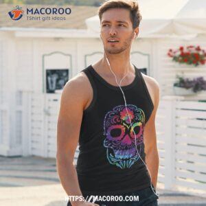 sugar skull dia de los muertos halloween costume shirt spooky scary skeletons tank top