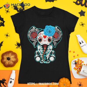 Sugar Skull Elephant Day Of The Dead Halloween Gift Shirt, Halloween Skull