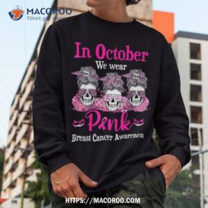 sugar skull halloween in october we wear pink breast cancer shirt sugar skull pumpkin sweatshirt