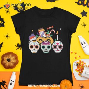 Sugar Skull Lazy Halloween Costume Trick Or Treat Pumpkin Shirt, Spooky Scary Skeletons