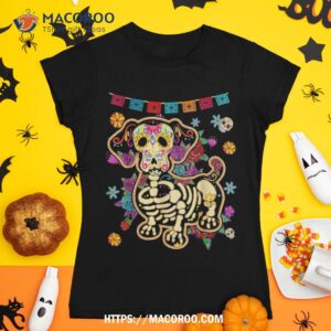 sugar skull mexican dachshund bone halloween day of dead shirt skull pumpkin tshirt 1