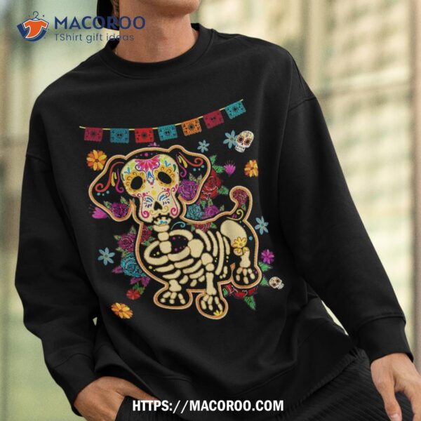 Sugar Skull Mexican Dachshund Bone Halloween Day Of Dead Shirt, Spooky Scary Skeletons