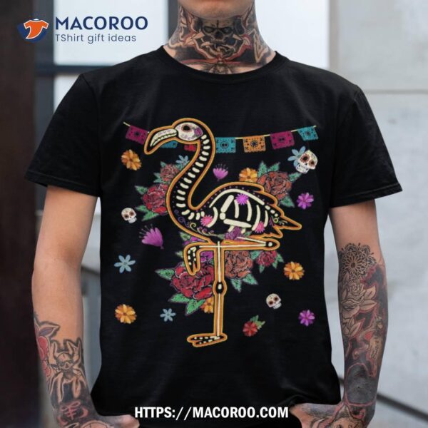 Sugar Skull Mexican Flamingo Bone Halloween Day Of Dead Shirt, Skull Pumpkin