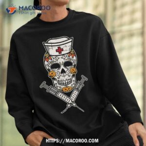 sugar skull mexican nurse rn costume cool halloween gifts shirt skeleton head sweatshirt