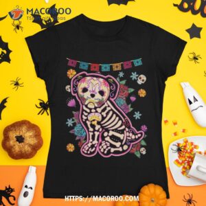 sugar skull mexican pugs bone halloween day of dead shirt skull pumpkin tshirt 1