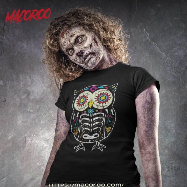 Sugar Skull Owl Dia De Los Muertos Halloween Vintage Shirt, Halloween Skull