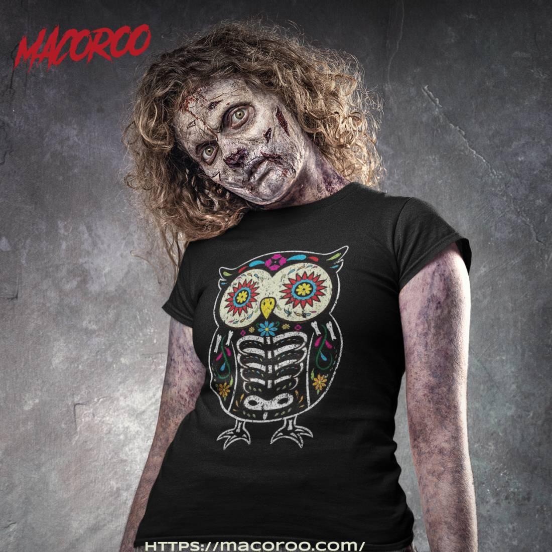 Sugar Skull Owl Dia De Los Muertos Halloween Vintage Shirt