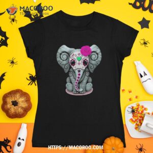 sugar skull pink rose elephant day of the dead halloween shirt skeleton masks tshirt 1