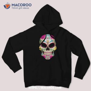 sugar skull shirt day of the dead halloween skeleton head hoodie