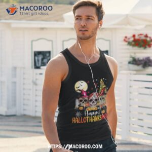 sugar skull skeleton halloween xmas happy hallothanksmas shirt skeleton masks tank top