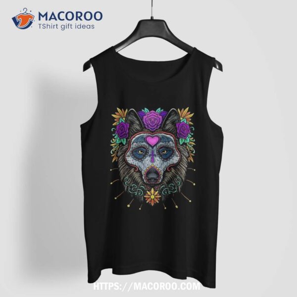 Sugar Skull Wolf Day Of Dead Dia De Los Muertos Halloween Shirt, Skull Pumpkin