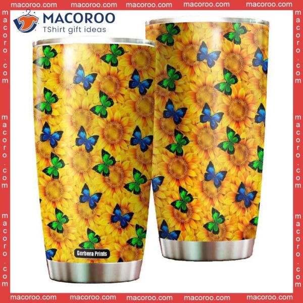 Sunflower Butterflies Stainless Steel Tumbler