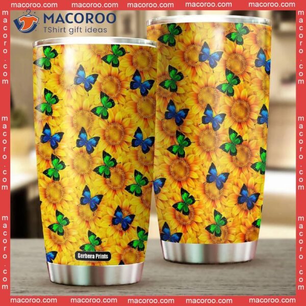 Sunflower Butterflies Stainless Steel Tumbler