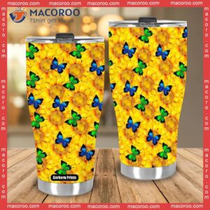 sunflower butterflies stainless steel tumbler 2