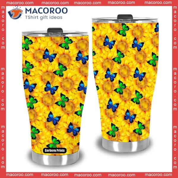 Sunflower Butterflies Stainless Steel Tumbler