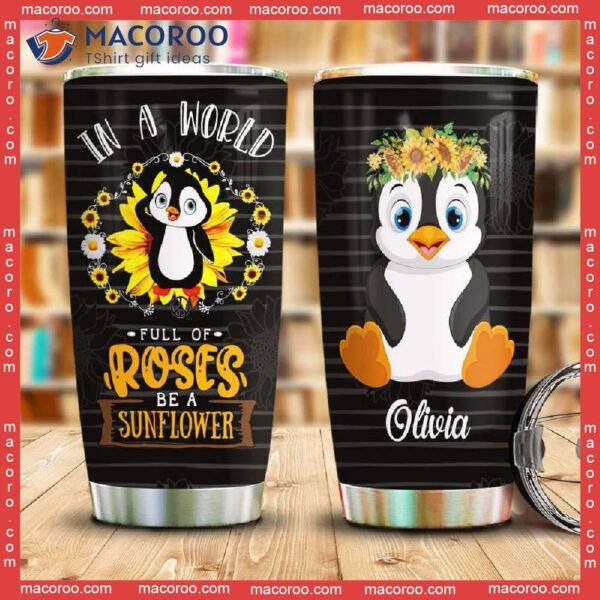 Sunflower Penguin Stainless Steel Tumbler