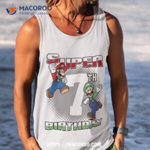 Super Mario And Luigi Super Birthday 7th Birthday Portrait Shirt 3 super mario and luigi super birthday 7th birthday portrait shirt tank top