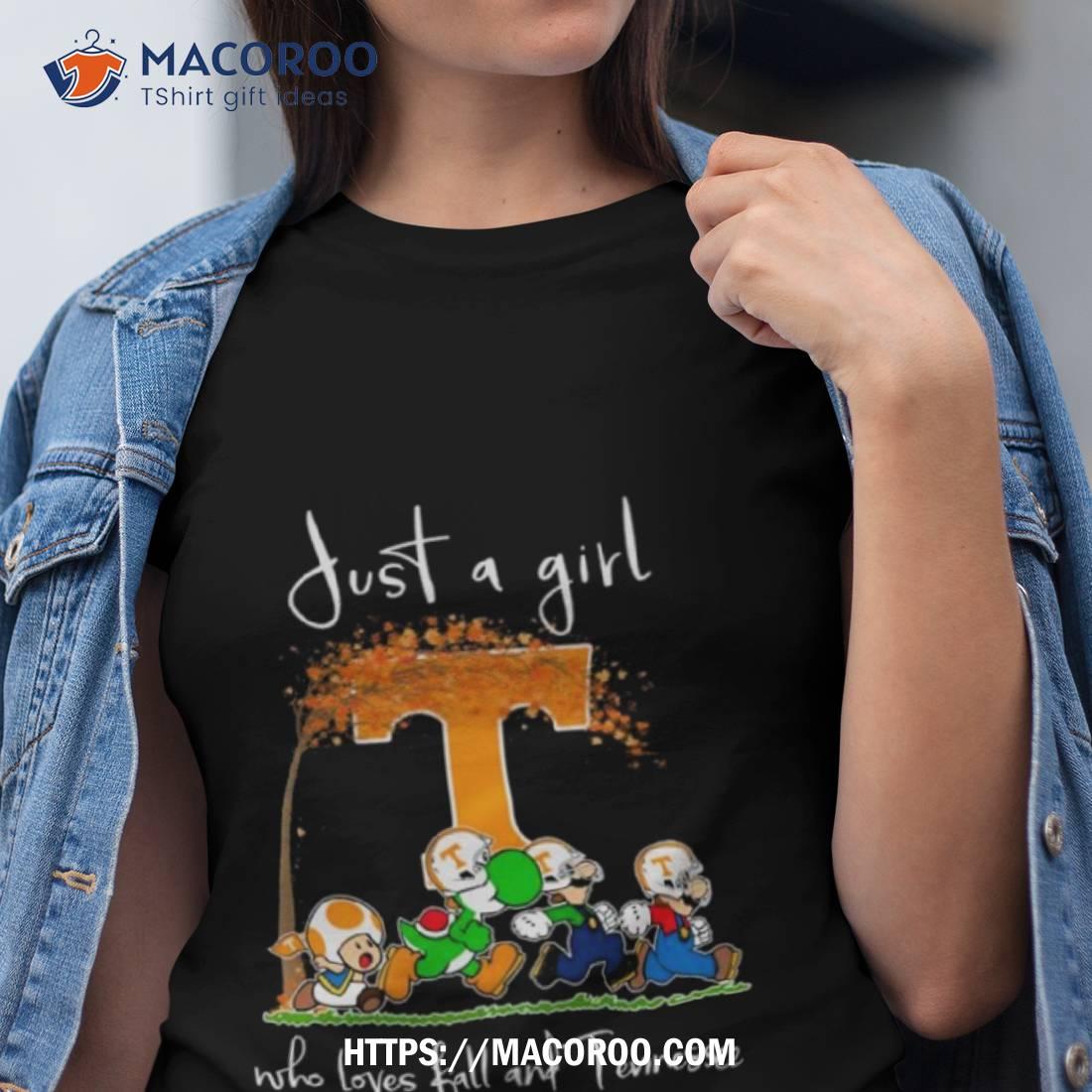 Super Mario Just A Girl Who Loves Fall And Tennessee Volunteers Shirt Tshirt