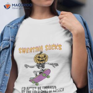 sweating sucks skeleton pumpkin head halloween shirt tshirt