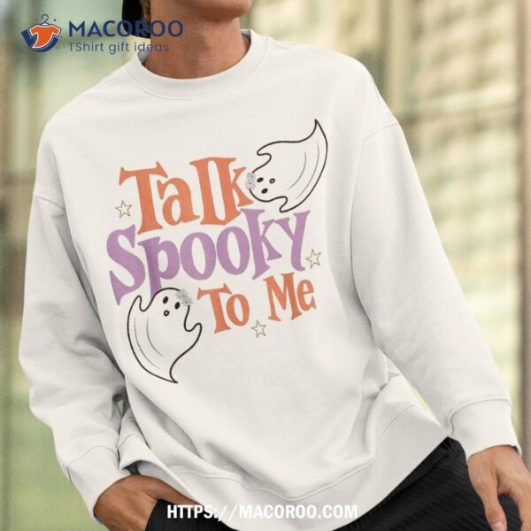 Talk Spooky To Me Funny Retro Halloween Costume Era Shirt, Spooky Scary Skeletons