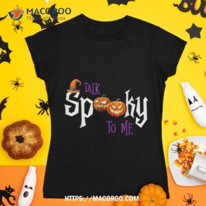talk spooky to me halloween 2023 funny pumpkins design shirt tshirt 1