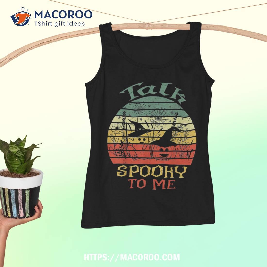 Talk Spooky To Me Mommy Retro Pumpkin Witch Shirt Tank Top