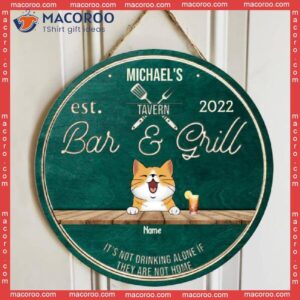 Tavern Bar & Grill, Wooden Door Hanger, Personalized Dog Cat Signs, Front Decor, Gifts For Pet Lovers