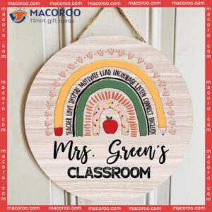 Teacher Classroom Wooden Signs, Personalized Rainbow Sign, Welcome Gift Idea, Last Name Sign