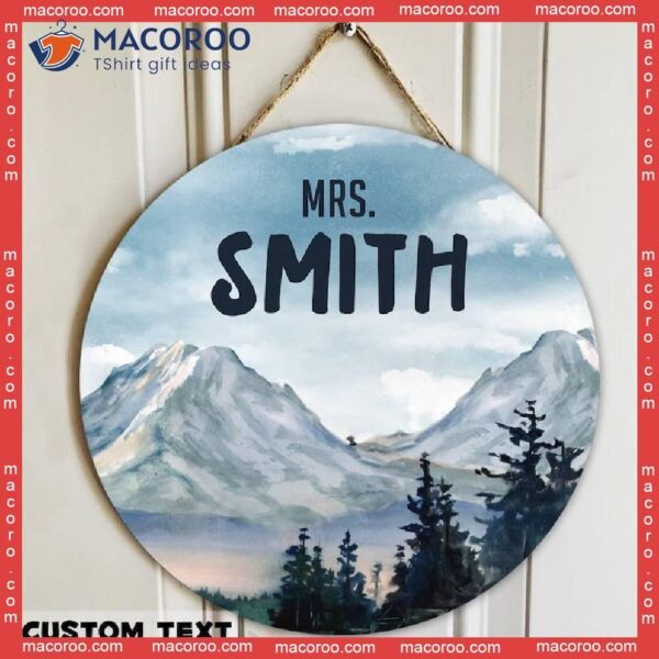 Teacher Door Hanger, Wood Name Plate, Classroom Sign, Sign,mountains Sign