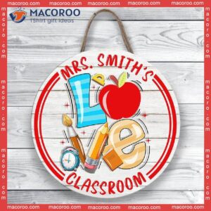 Teacher Lover Door Hanger, Sign, Classroom Decoration, Apple Welcome Sign,personalized Name Sign