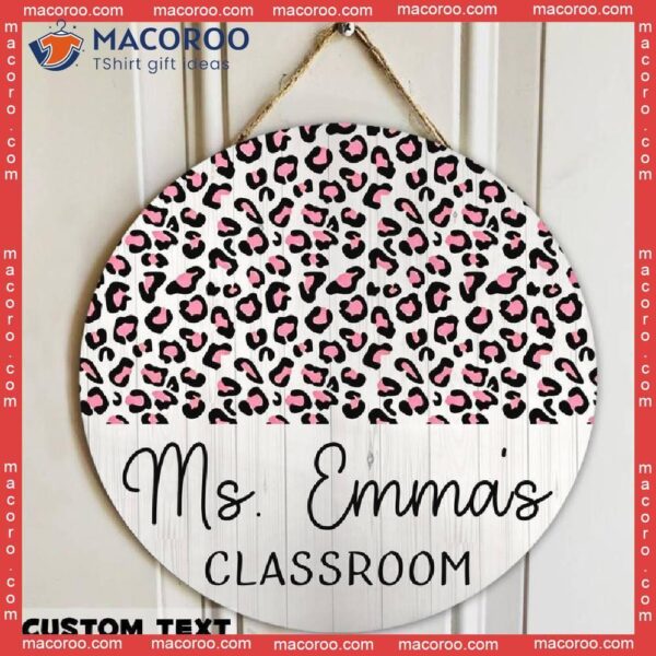 Teacher Name Sign | Cheetah Leopard Print Welcome Gift Front Door Decor Appreciation Back To School