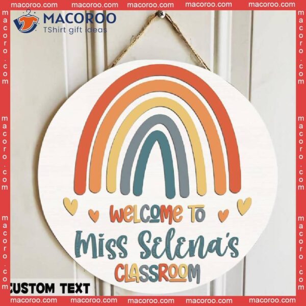 Teacher Name Sign For Door, Rainbow Wall Hanging , Gift Back To School Gift,personalized Door Sign, Classroom