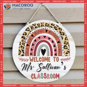 Teacher Welcome Sign, Back To School Gift, Rainbow Classroom Decor, Gifts,personalized Door Hanger