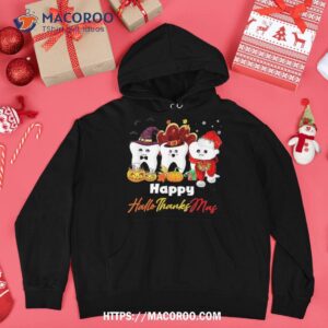 teeth hallothanksmas halloween thanksgiving christmas dental shirt santa claus hoodie