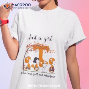 Tennessee Volunteers Peanuts Cartoon Just A Girl Who Loves Fall And Volunteers Logo Shirt