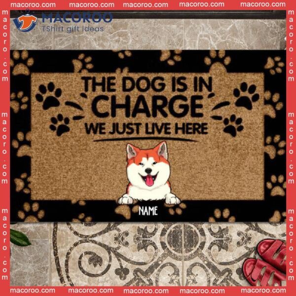 The Dogs Are In Charge We Just Live Here Front Door Mat, Custom Doormat, Gifts For Dog Lovers