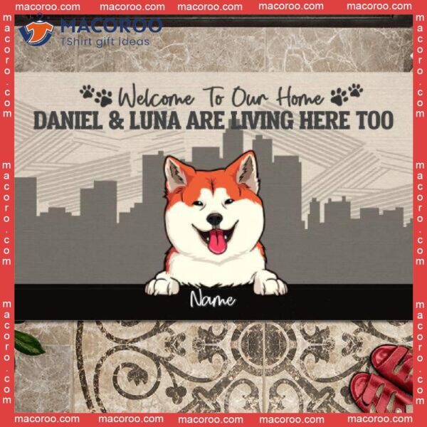 The Humans Are Living Here Too Front Door Mat, Gifts For Pet Lovers, Welcome To Our Home Custom Doormat