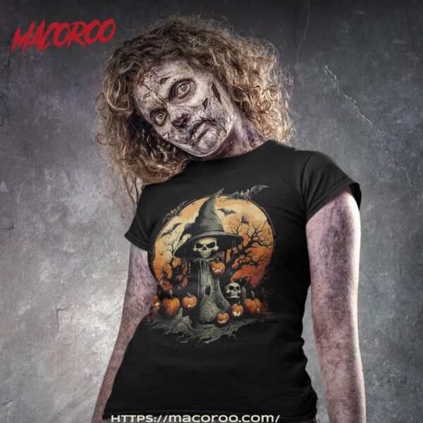 The Nightmare Skull Haunted Scene Moon Halloween Shirt, Spooky Scary Skeletons