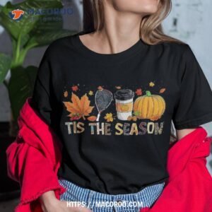 the season leopard pumpkin racquetball halloween fall leaf shirt tshirt