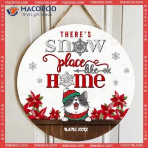 There’s Snow Place Like Home, Snowflake Door Hanger, Personalized Cat Breeds Wooden Signs, Xmas Gifts For Lovers