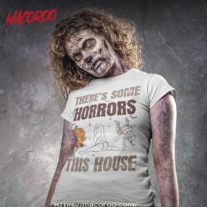 there s some horrors in this house ghost pumpkin halloween shirt scary skull tshirt