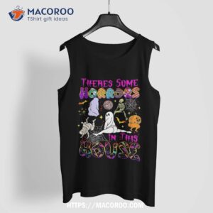 there s some horrors in this house ghost pumpkin halloween shirt skeleton masks tank top 1
