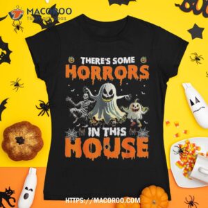 there s some horrors in this house ghost pumpkin halloween shirt sugar skull pumpkin tshirt 1 1